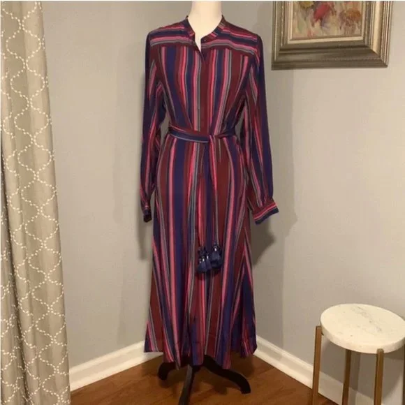 Figue Elena Long-Sleeve Multi-Striped Dress Size M NWOT - Picture 3 of 12